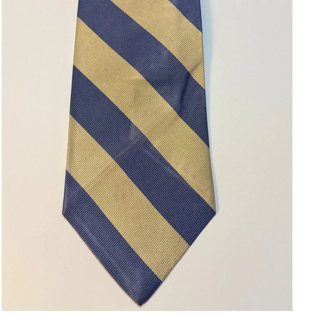 Polo Ralph Lauren Silk Tie Navy‎ Gold Striped Repp Made in USA Preppy